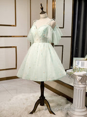 Green tulle short Formal Prom dress, green tulle homecoming dress