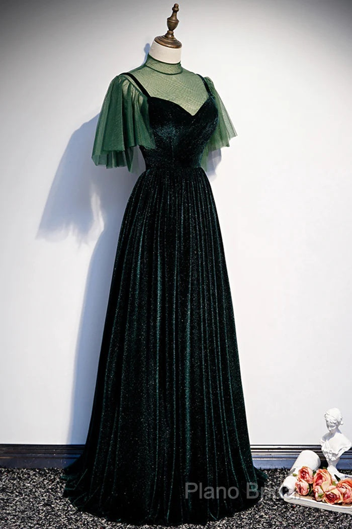 Green Velvet Long A-Line Formal Prom Dresses Formal Dresses