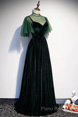 Green Velvet Long A-Line Formal Prom Dresses Formal Dresses