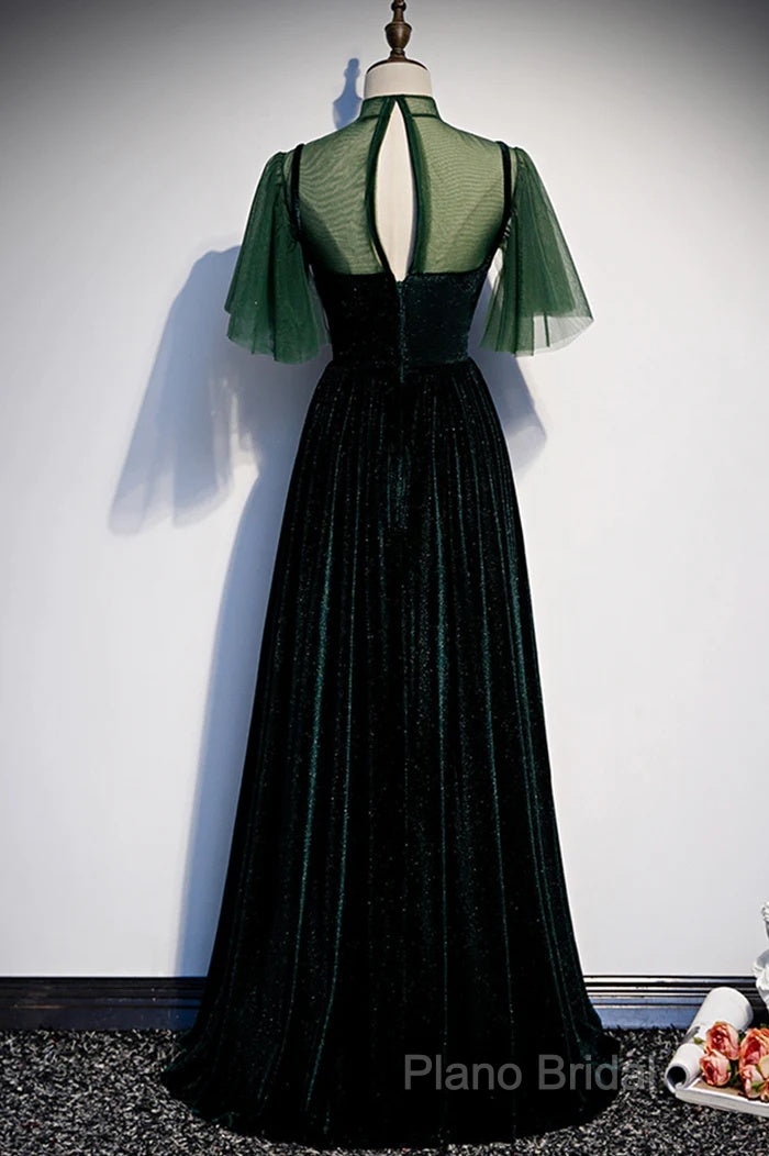 Green Velvet Long A-Line Formal Prom Dresses Formal Dresses
