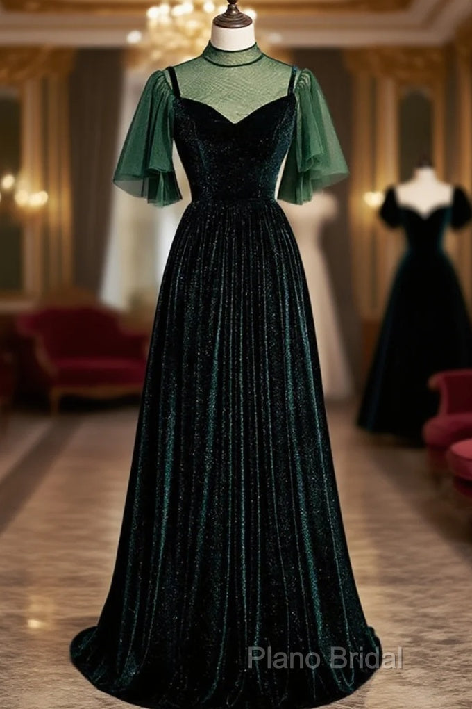 Green Velvet Long A-Line Formal Prom Dresses Formal Dresses Main image