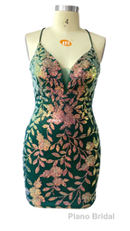 Cute Bodycon V Neck Blue Lace Homecoming Dresses