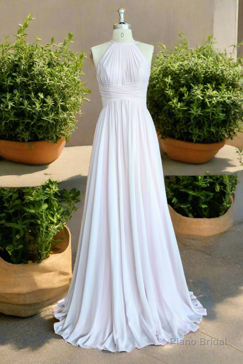 Halter Open Back Chiffon Long Bridesmaid Dresses Main image