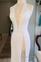 Halter Open Back Mermaid Long Wedding Dresses