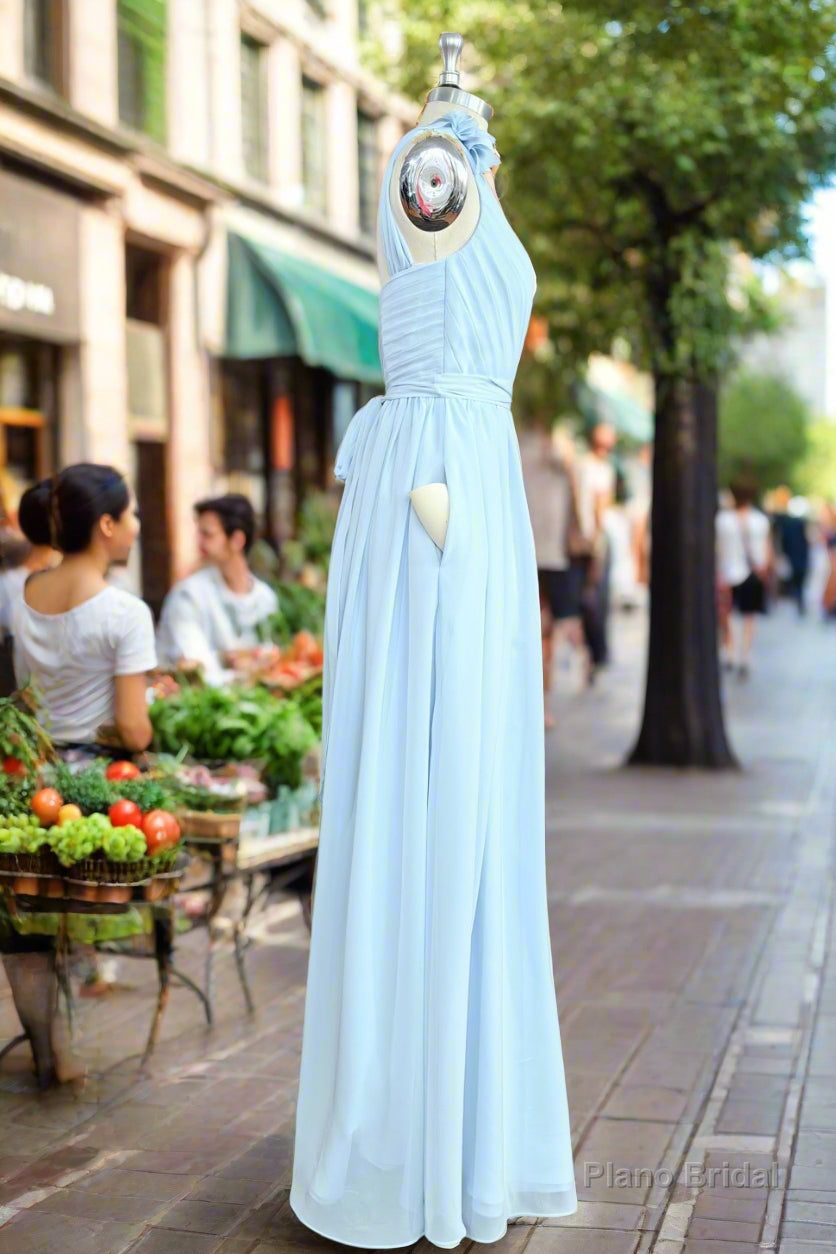 Hand-Made Flower Sleeveless One Shoulder Chiffon Sweetheart Bridesmaid Dress Secondary image