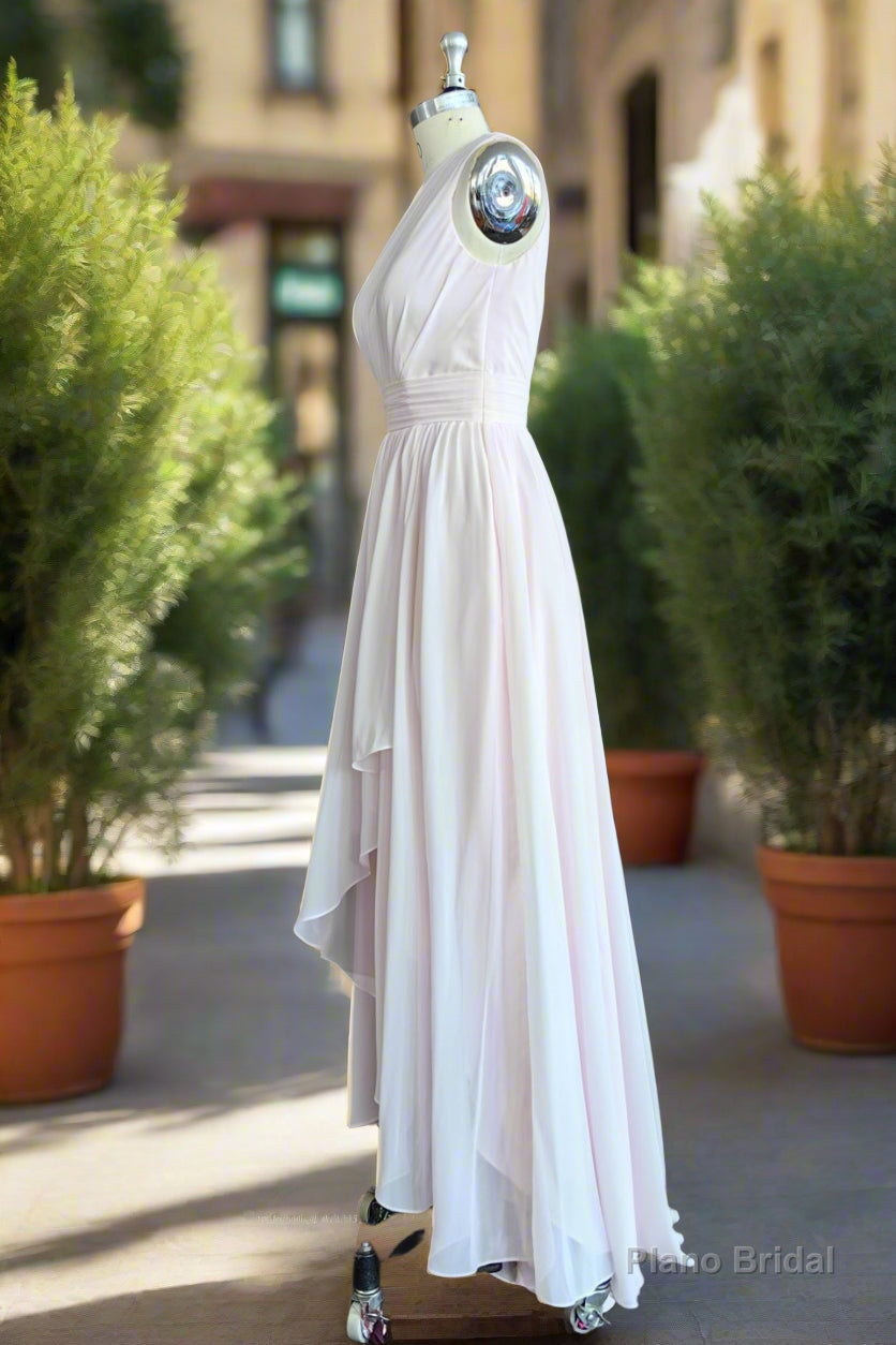 High Low One Shoulder Chiffon Bridesmaid Dress Secondary image