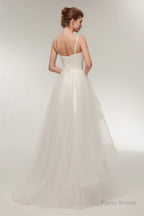 High Low Spaghetti Straps Minimalist Design Wedding Dresses