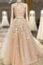 High Neck Open Back Tulle Formal Prom Dresses Two Piece Quinceanera Dresses Ball Gowns