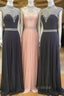 High Neck Sequin Bead Chiffon Long Formal Prom Dresses, Evening Dresses