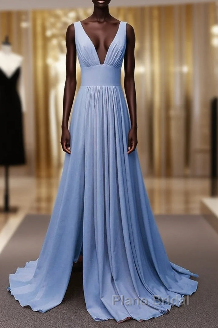 High Street Chiffon Beach Wedding Dresses Plunge Neck Main image