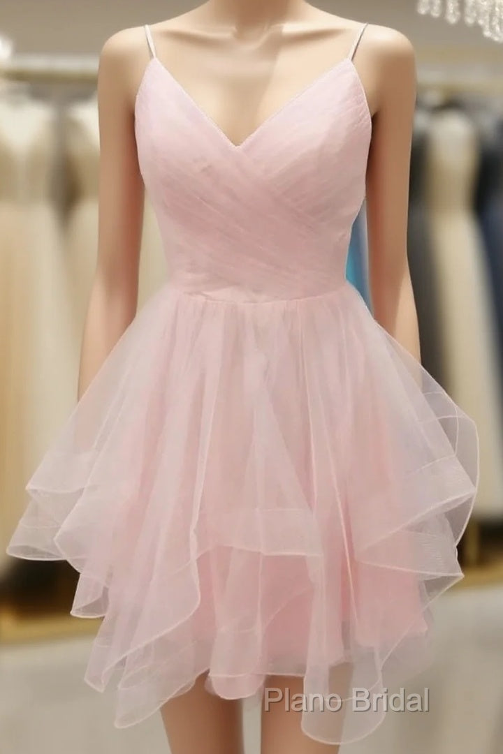 Homecoming Dresses Simple Pink Tulle Short Pink Cocktail Dresses Main image