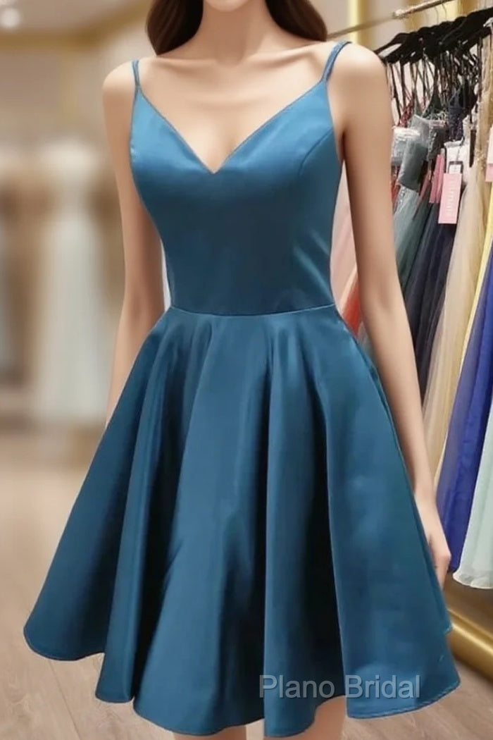 Homecoming Dresses Simple V Neck Satin Short Bridesmaid Dresses Main image