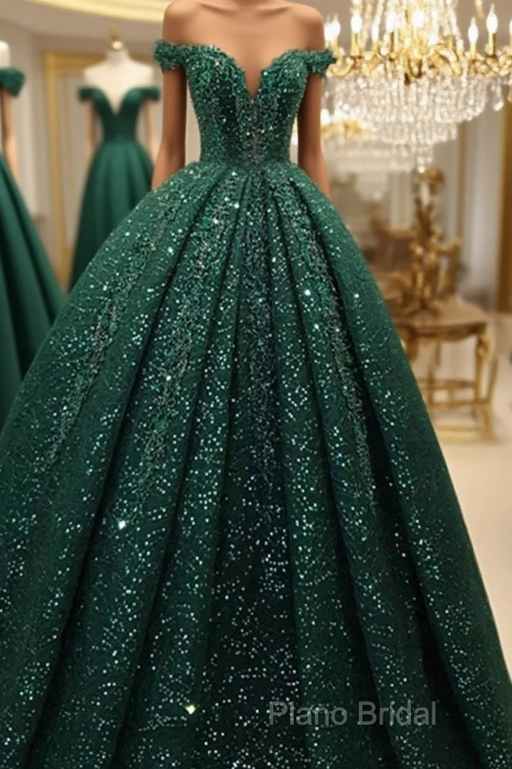 Hot Appliques Ball Gown Dark Green Wedding Dresses Sequin Quinceanera Dresses Main image