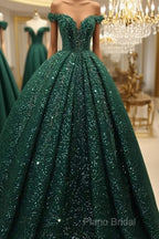 Hot Appliques Ball Gown Dark Green Wedding Dresses Sequin Quinceanera Dresses