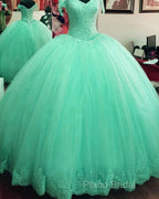 Hot Ball Gown Lace Quinceanera Dresses Tulle Appliques Off Shoulder Party Dresses