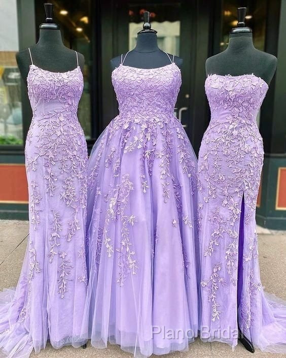 Hot Lace Violet Purple Lace Formal Prom Dresses Sleeveless Long School Dance Dresses Secondary image