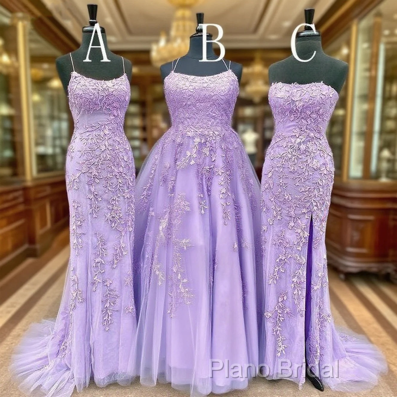 Hot Lace Violet Purple Lace Formal Prom Dresses Sleeveless Long School Dance Dresses Main image