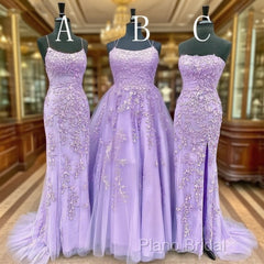 Hot Lace Violet Purple Lace Formal Prom Dresses Sleeveless Long School Dance Dresses