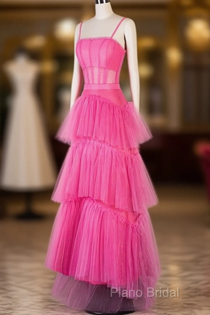 Hot Pink High Low Formal Prom Dresses, Hot Pink High Low Formal Graduation Dresses Main image