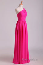 Hot Pink One Shoulder Pleated Bridesmaid Dresses