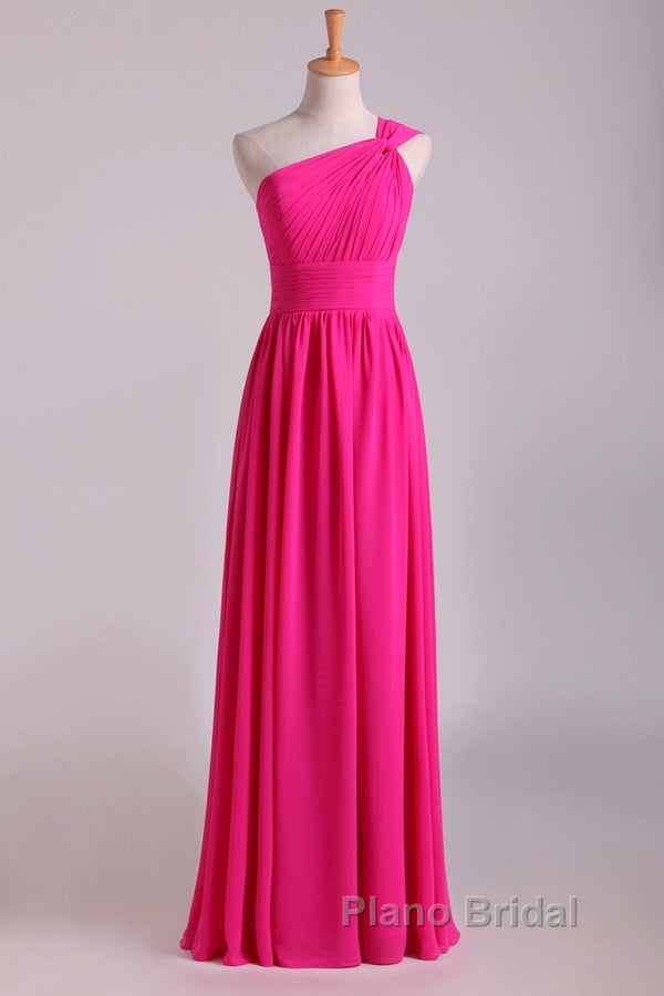 Hot Pink One Shoulder Pleated Bridesmaid Dresses
