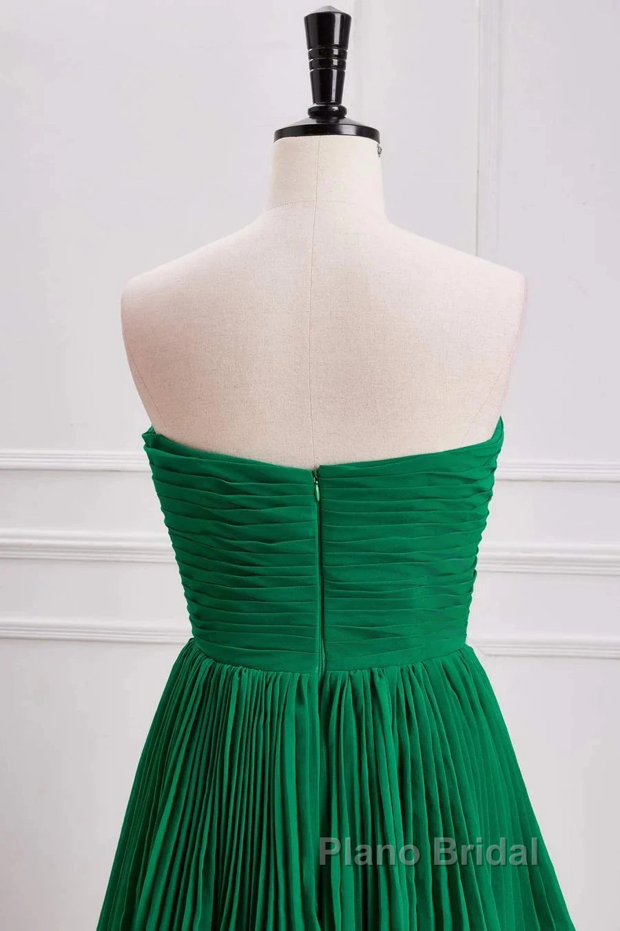 Hunter Green A-Line Chiffon Strapless Layers Long Formal Prom Dresses Formal Evening Dresses