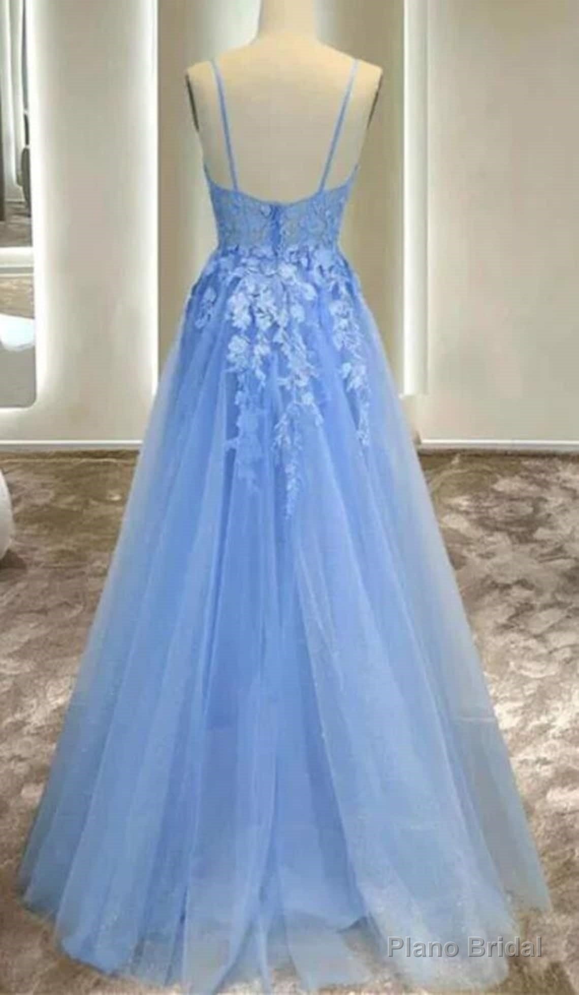 Light Blue Girls Formal Dress A line Long Party Prom Dresses Secondary image