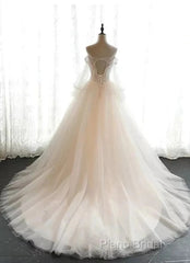 Ivory Flowers And Lace Applique Tulle Sweet 16 Dresses, Long Formal Gown