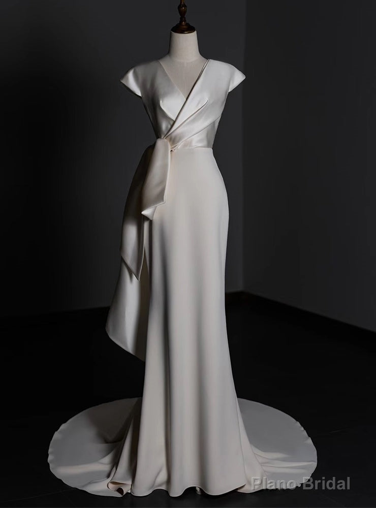 Ivory Mermaid Satin Backless Wedding Dress Main image