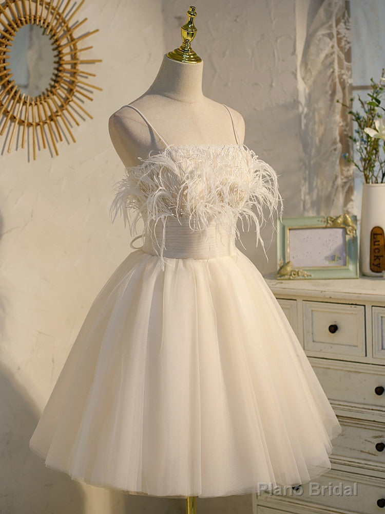 Ivory Tulle Short Straps Party Dress Homecoming Dresses, Cute Prom Dress 2025 Main image