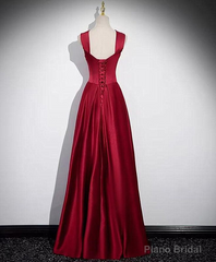 A Line Red Long Prom Dress Party Dress Elegant Birthday Party Dress