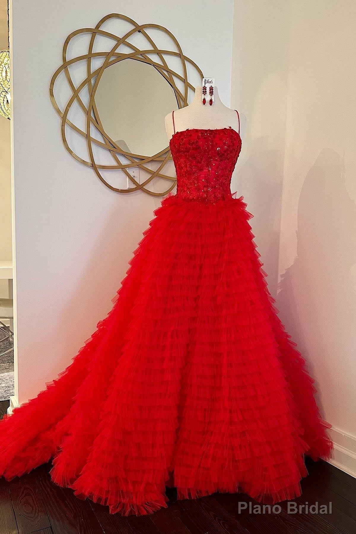 Red Beaded  Formal Dress with Slit Main image