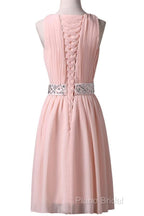 Knee-Length Sleeveless Pink Homecoming Dresses With Beading Waist