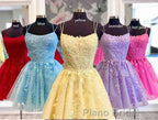 Lace Applique A-line Homecoming Dresses Short Formal Prom Dresses,Semi Prom Dresses