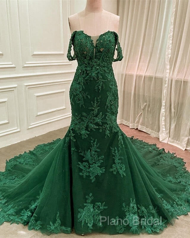 Lace Appliques Formal Prom Dresses Mermaid Off Shoulder Secondary image