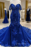 Lace Appliques Formal Prom Dresses Mermaid Off Shoulder