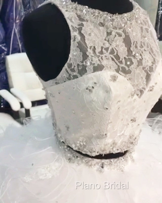 Lace Crop Top Organza Ruffle Ball Gowns Quinceanera Dresses Two Piece Secondary image