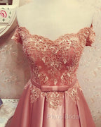 Lace Off Shoulder Satin Homecoming Dresses Bow Sashes