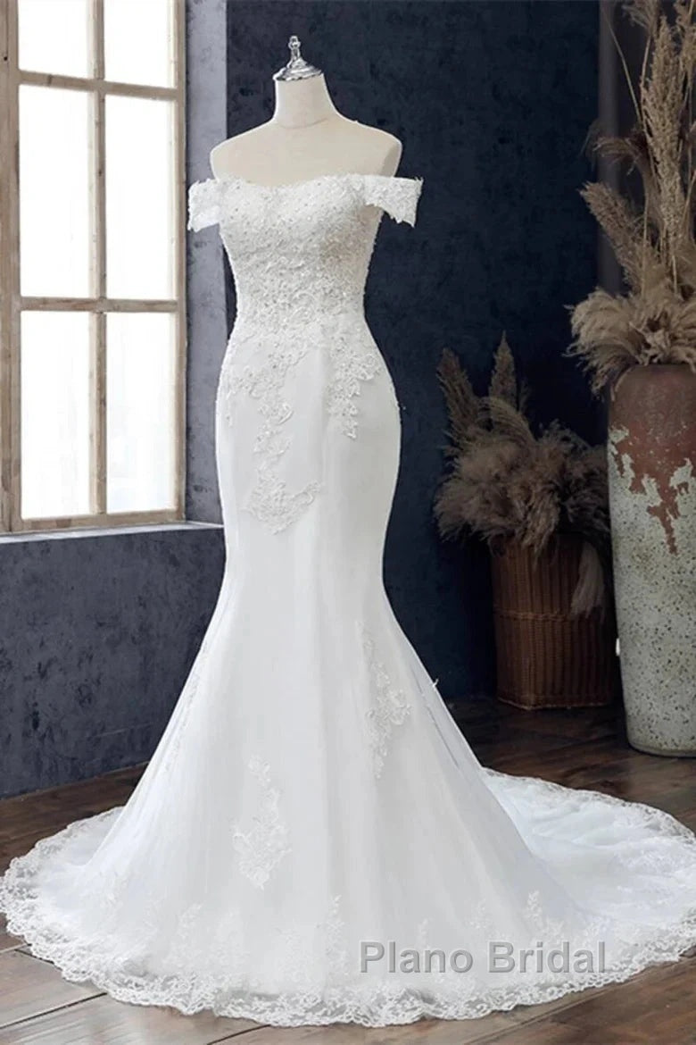 Lace Off-The-Shoulder Mermaid Wedding Dresses Secondary image