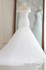 Lace Off-The-Shoulder Trumpet Long Wedding Dresses