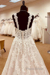 Lace Sweetheart Straps A-Line Long Bridal Gown