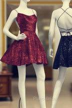 Lace Up Back Homecoming Dresses Sequins