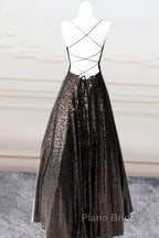 Lace Up Back Formal Prom Dresses Sequins Ball Gown