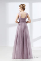 Lavender A-Line Sweetheart Floor-Length Tulle Pleated Bridesmaid Dresses