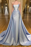 Light Blue A-line Sleeveless Graduation Dresses Long Fabulous Formal Prom Dresses