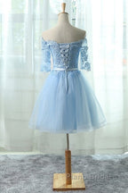 Light Blue Charming Homecoming Dresses, Lovely Short Formal Prom Dresses, Formal Dresses