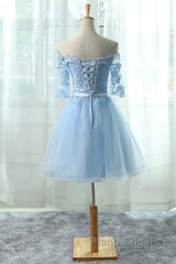 Light Blue Charming Homecoming Dresses, Lovely Short Formal Prom Dresses, Formal Dresses