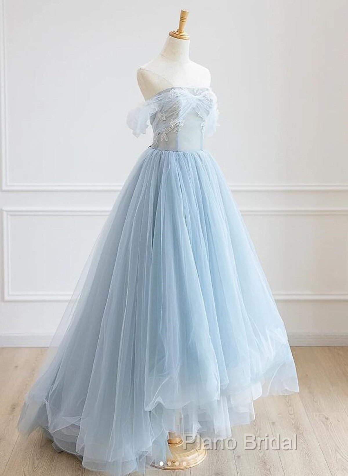 Light Blue High Low Tulle Sweetheart Formal Prom Dresses, Light Blue Homecoming Dresses Secondary image