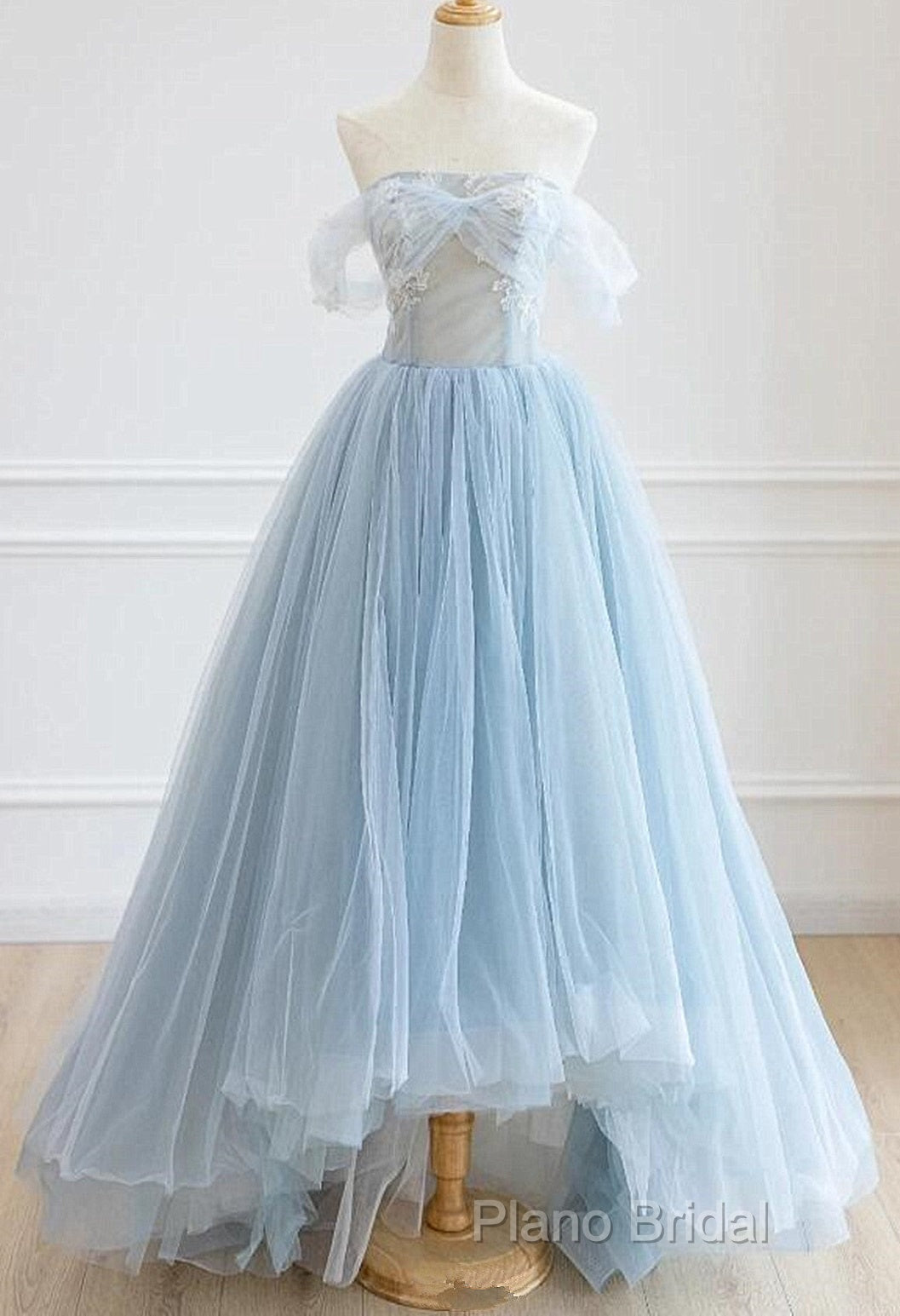 Light Blue High Low Tulle Sweetheart Formal Prom Dresses, Light Blue Homecoming Dresses Main image