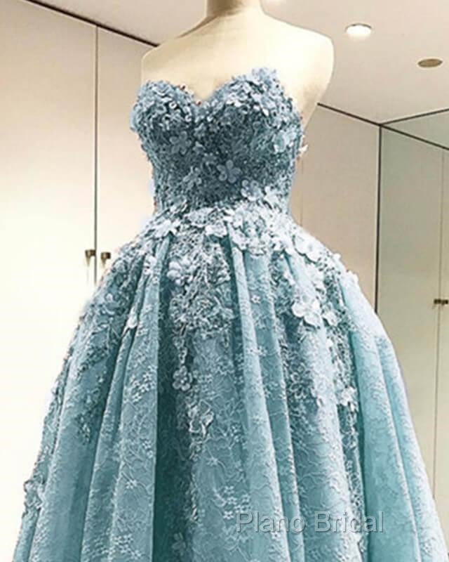 Light Blue Lace High Low Hem Dresses Secondary image